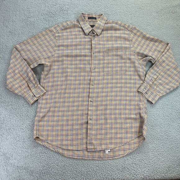 Jhane Barnes Mens Multi Plaid Woven Long Sleeve Collar Button Down Shirt Large - Picture 1 of 6